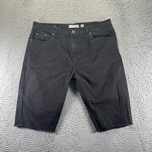 Evolution Shorts Mens 42 Black Cotton Denim Bermuda Raw Hem Workwear Utility